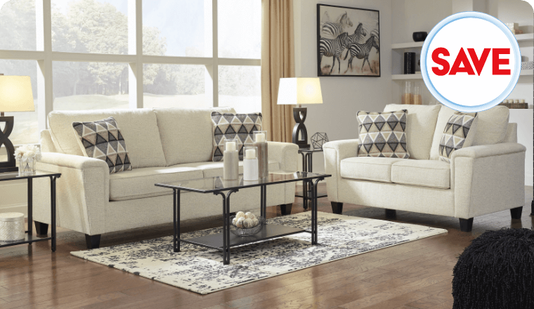 Save on an Ashley Abinger-Natural Sofa and Loveseat