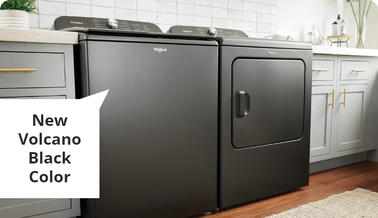 New Volcano Black Color for the Whirlpool 5.3 Cubic Feet Washer and 7.0 Cubic Feet Dryer
